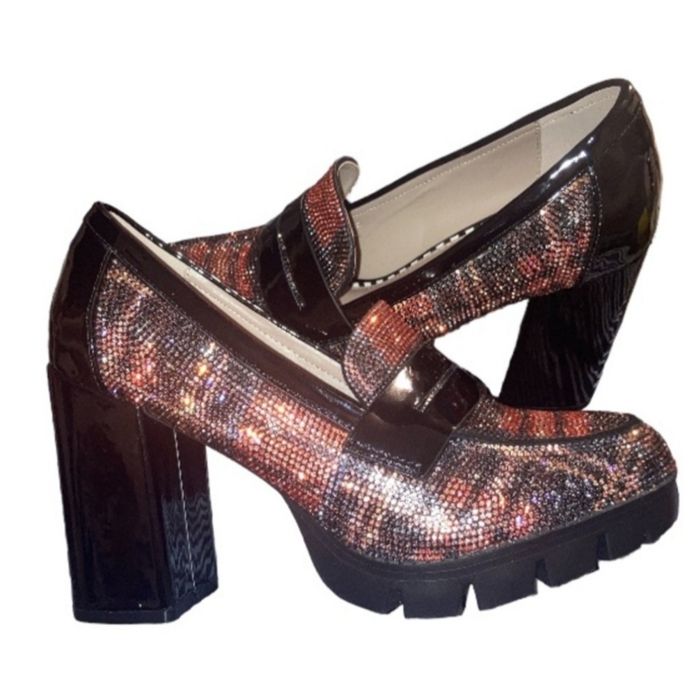 Betsey Johnson Adelyn Red Multi Platform Loafers NWOB size 10